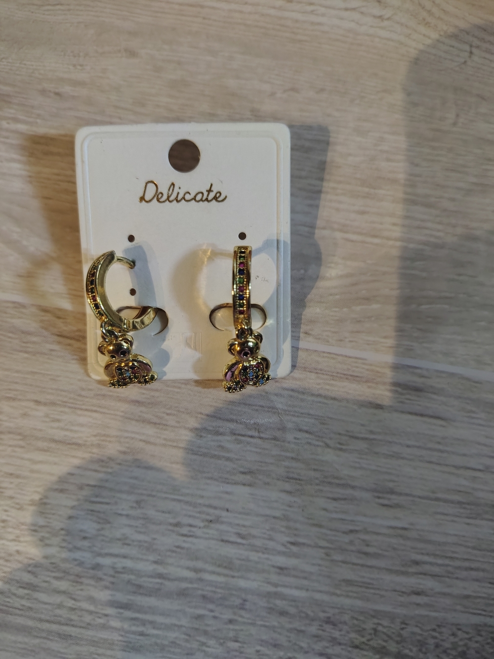 GF Teddy Bear Earrings with Multicolor Stones